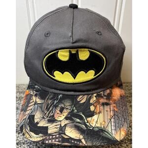 Batman DC Comics Hat Youth Cap SnapBack Dark Grey Superhero Great Condition